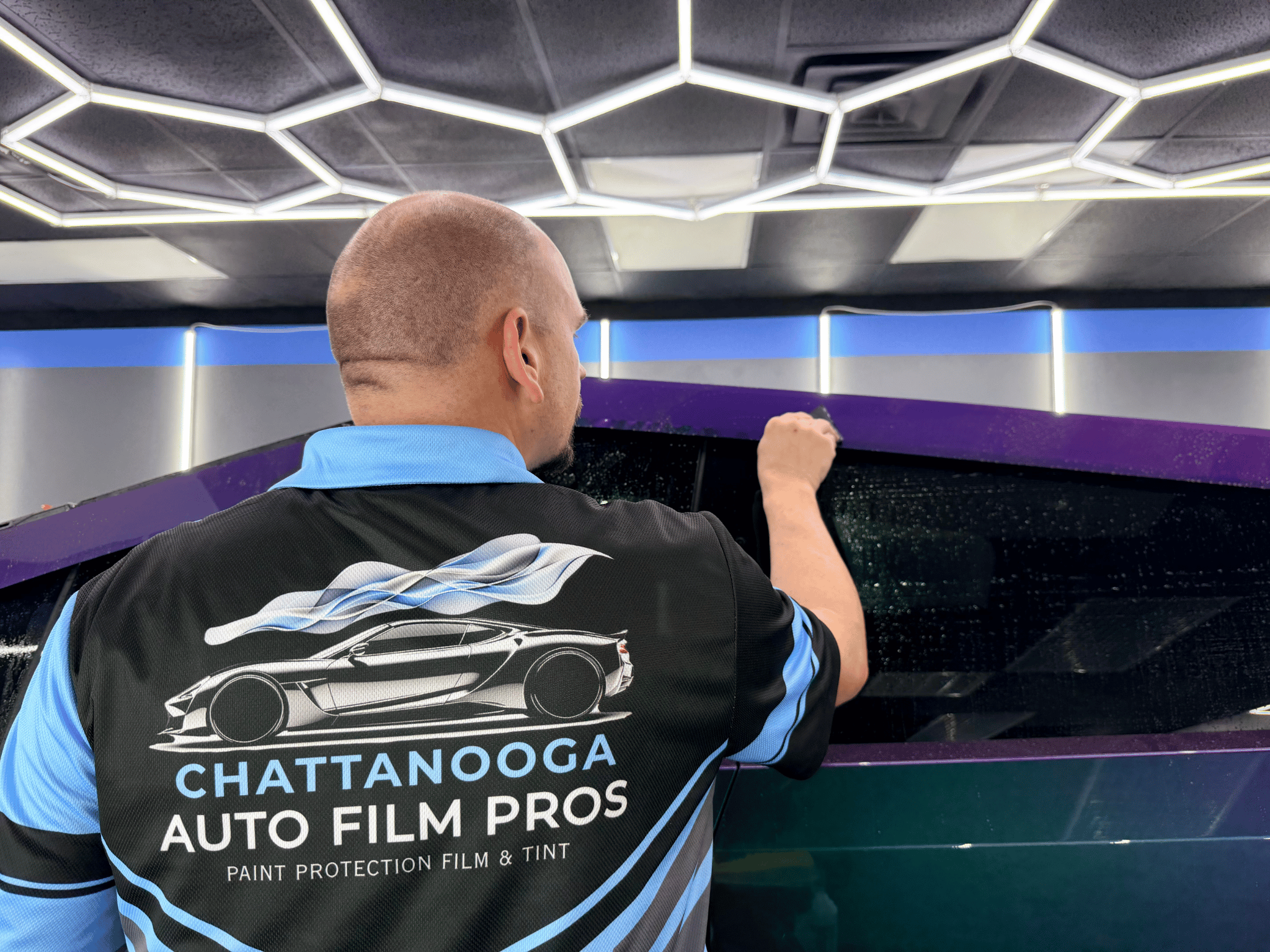 Tesla Cybertruck color shift PPF wrap installed by Chattanooga Auto Film Pros