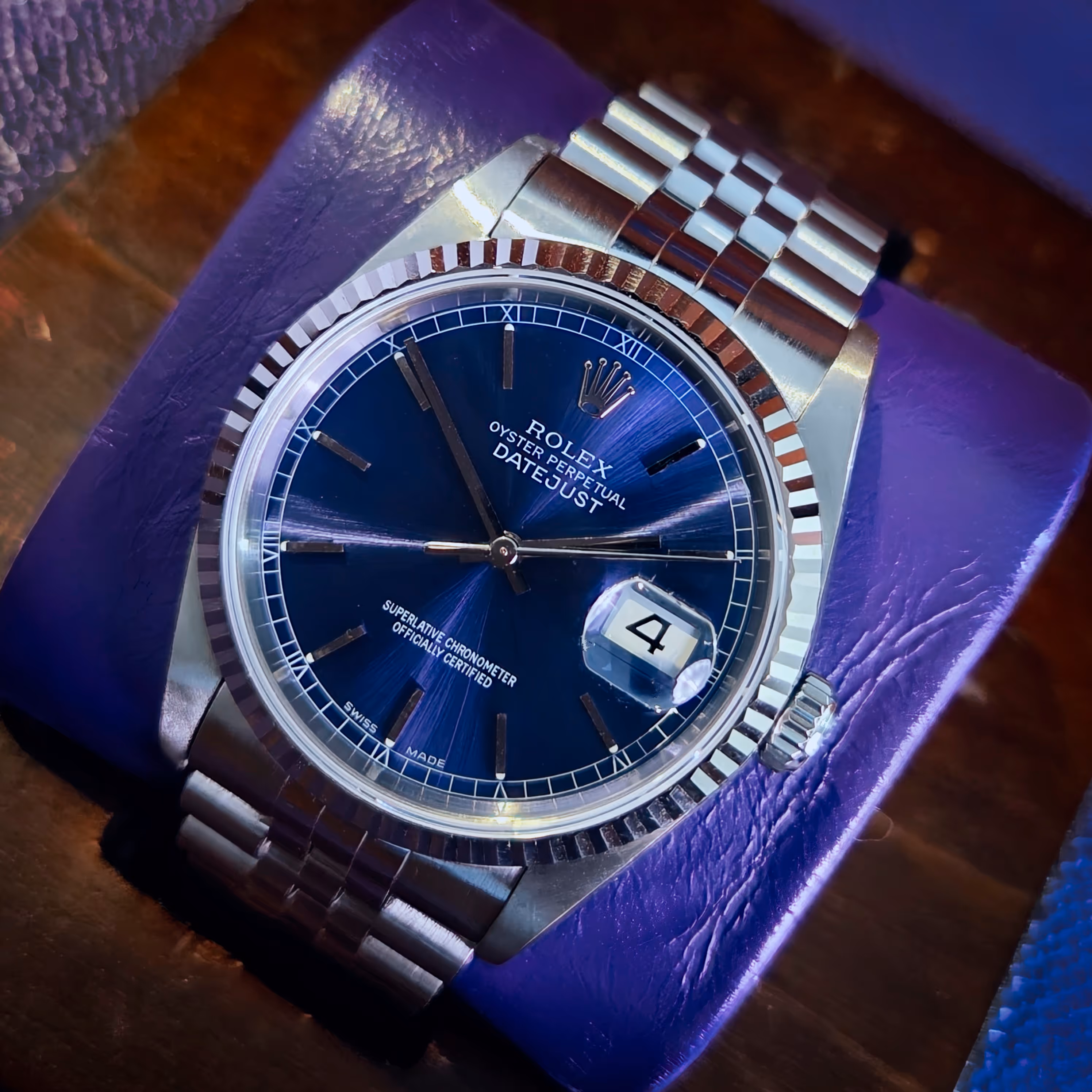Rolex Datejust 16234 blue stick dial