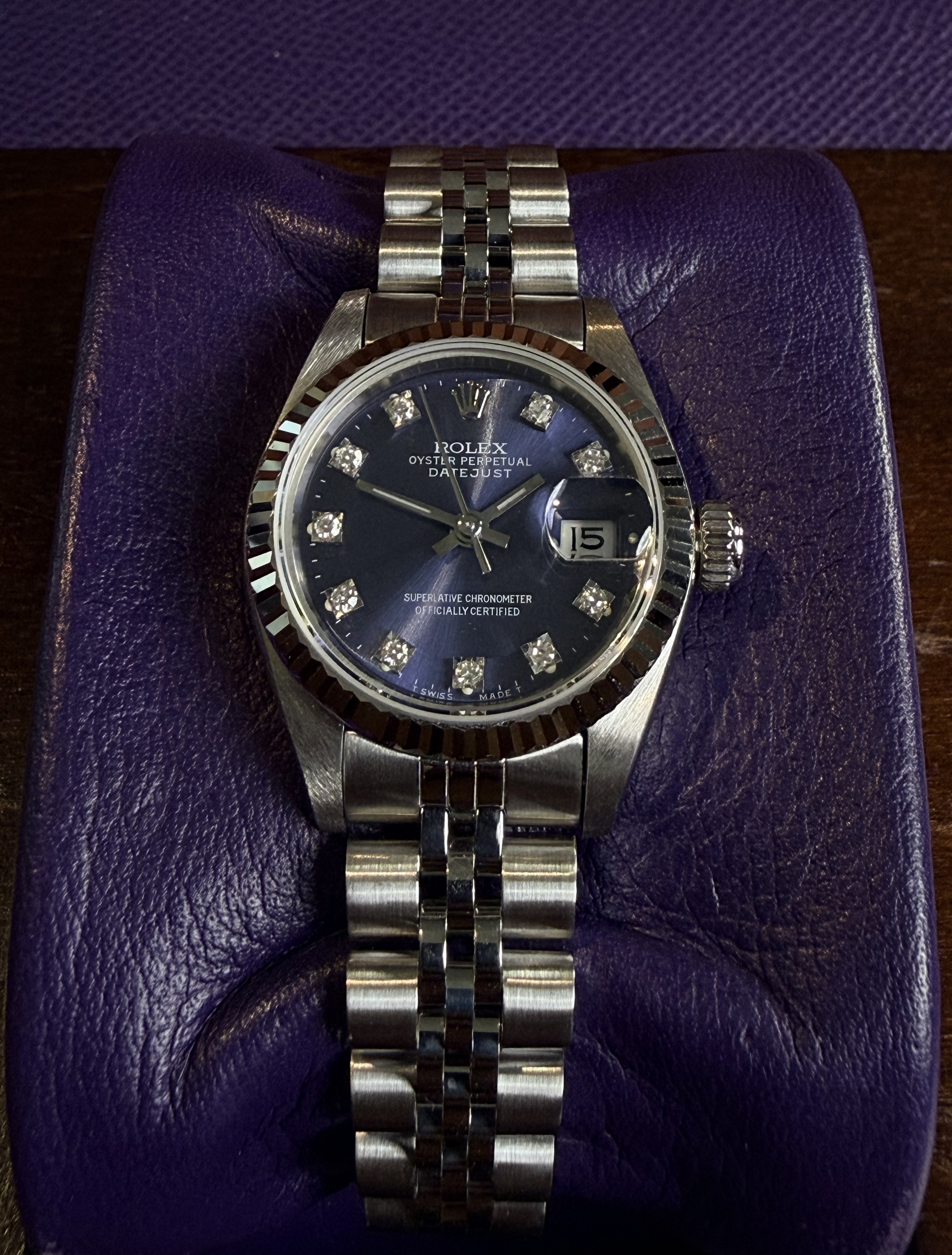 rolex lady datejust 69174 blue diamond dial