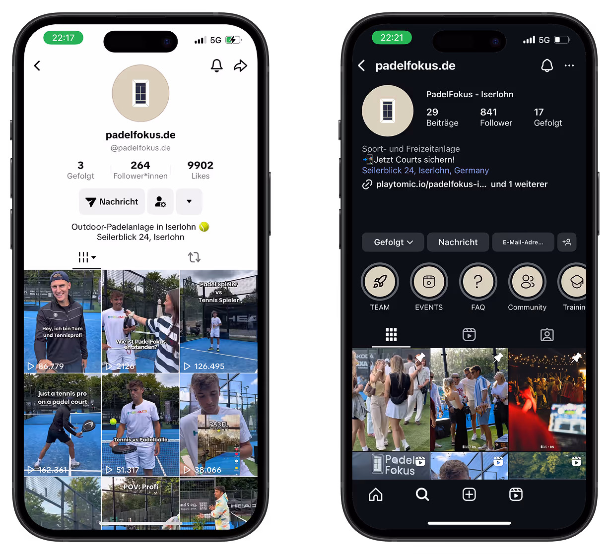Padel Fokus Mockup Instagram und Tiktok