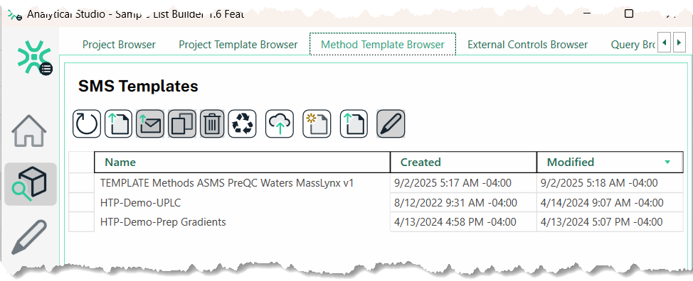 Sample List Builder lets scientists select predefined instrument method templates for consistent data acquisition.