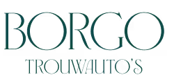 Borgo Trouwauto's logo, klassiek trouwauto verhuur met stijlvol groen design