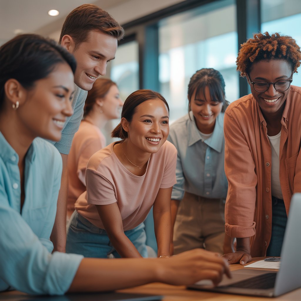 image of students collaborating on a project (for a edtech)