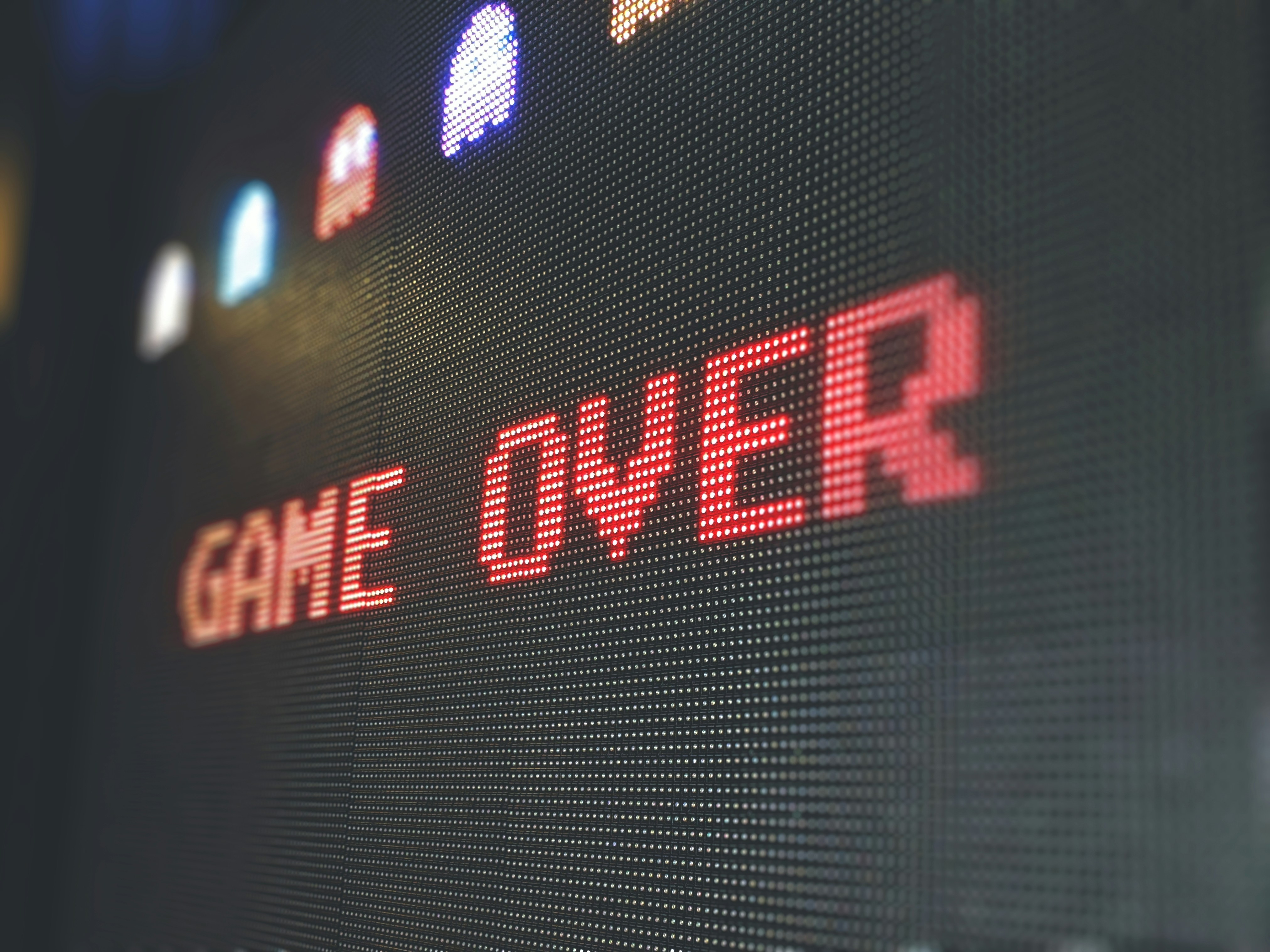 a screen with game over