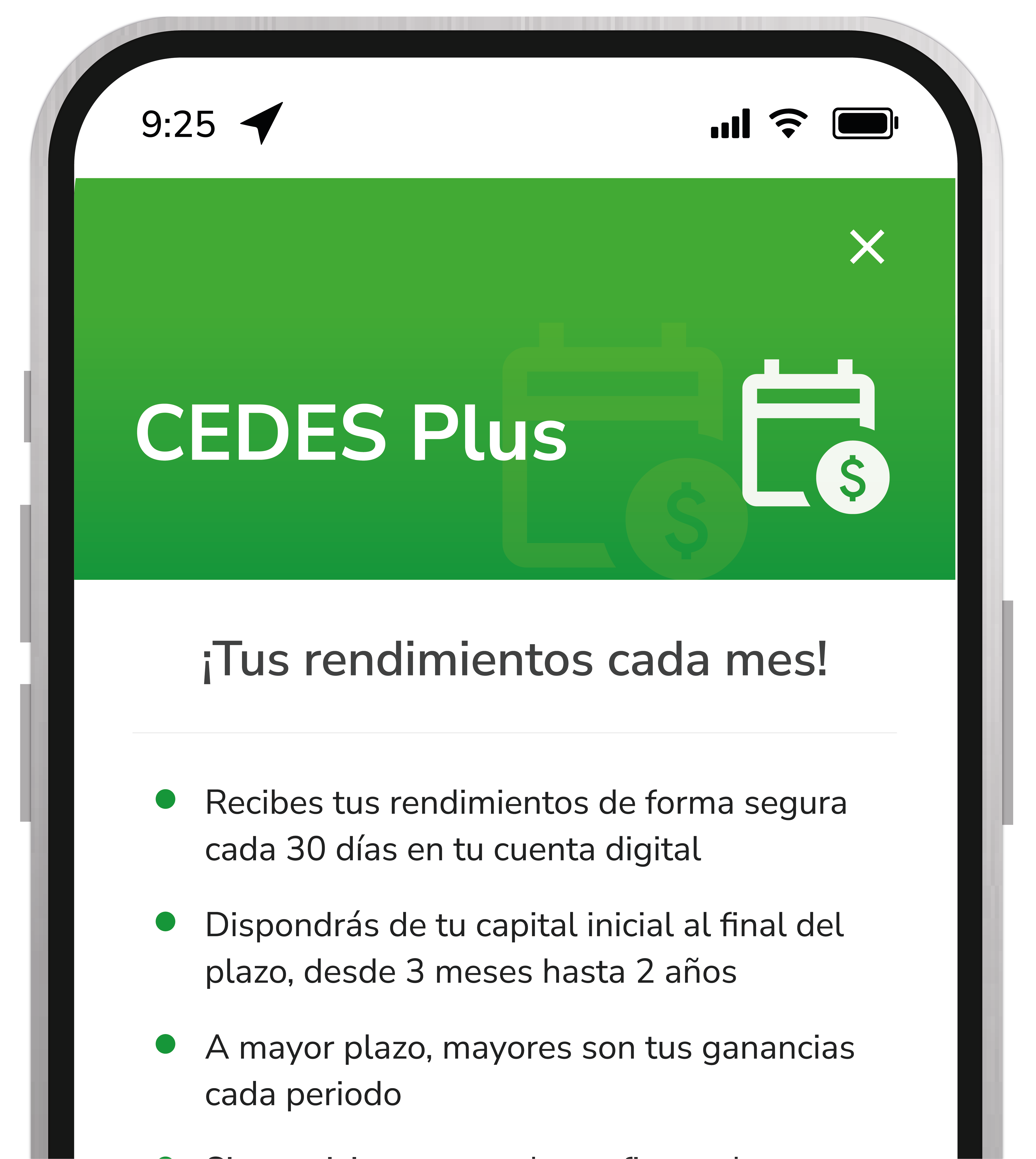 También puedes solicitar tu CEDES PLUS DONDÉ a tasa fija