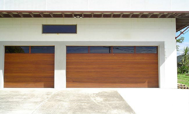 Cedar Clad Sectional Door TG&V with windows 