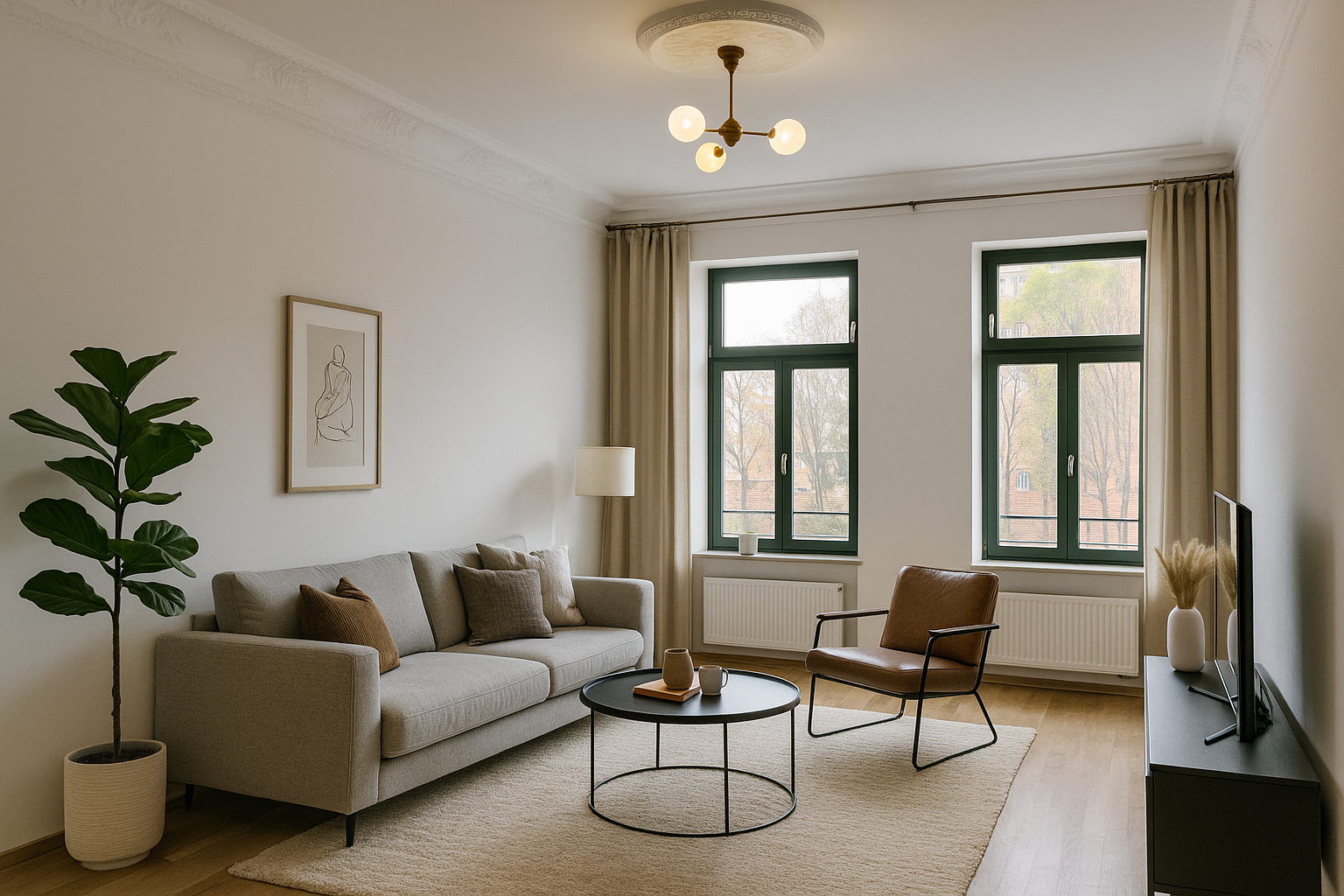 Mietwohnung 3-Zi, Zentrum Leipzig - Wohnbeispiel