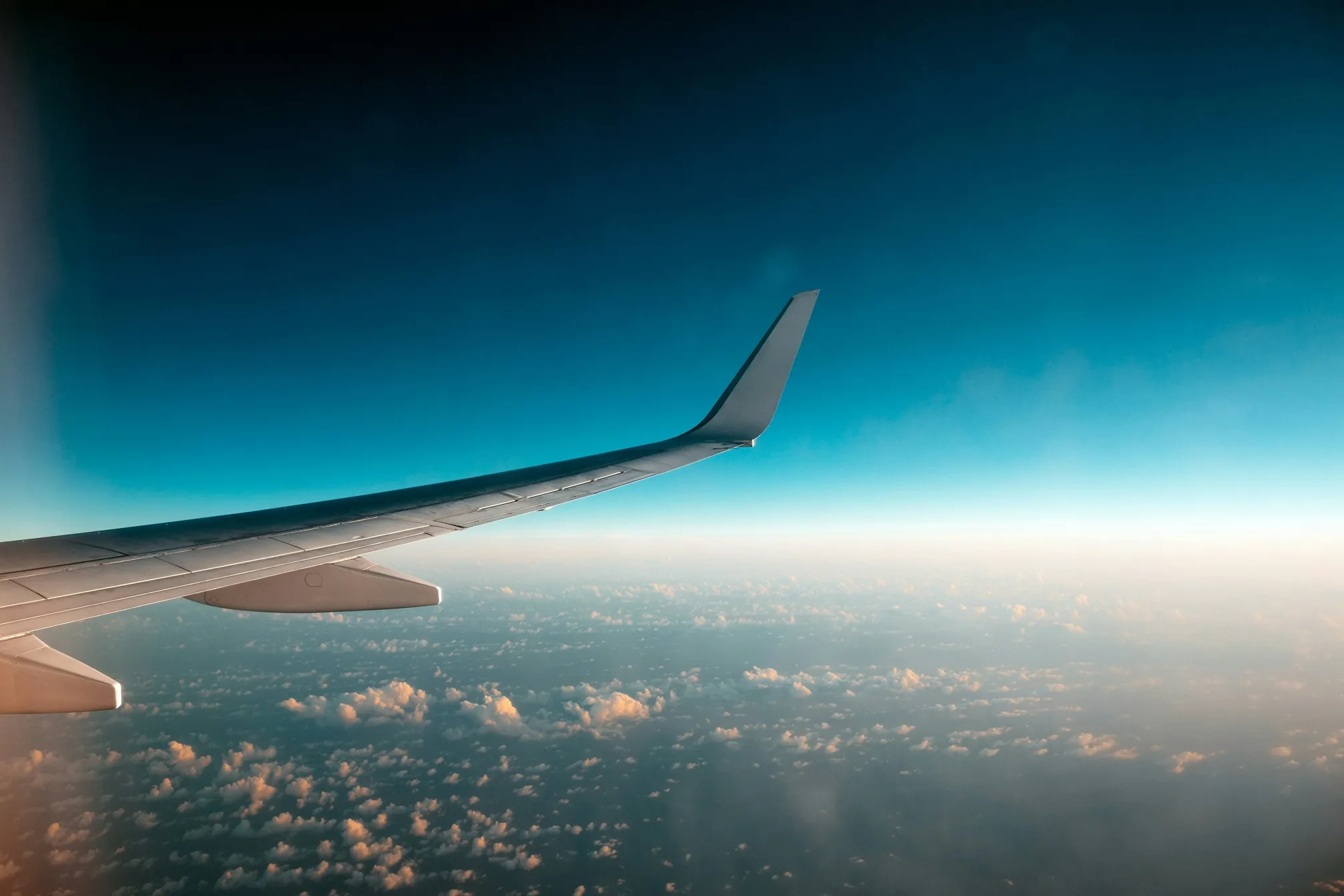 An airplane flying in the sky.