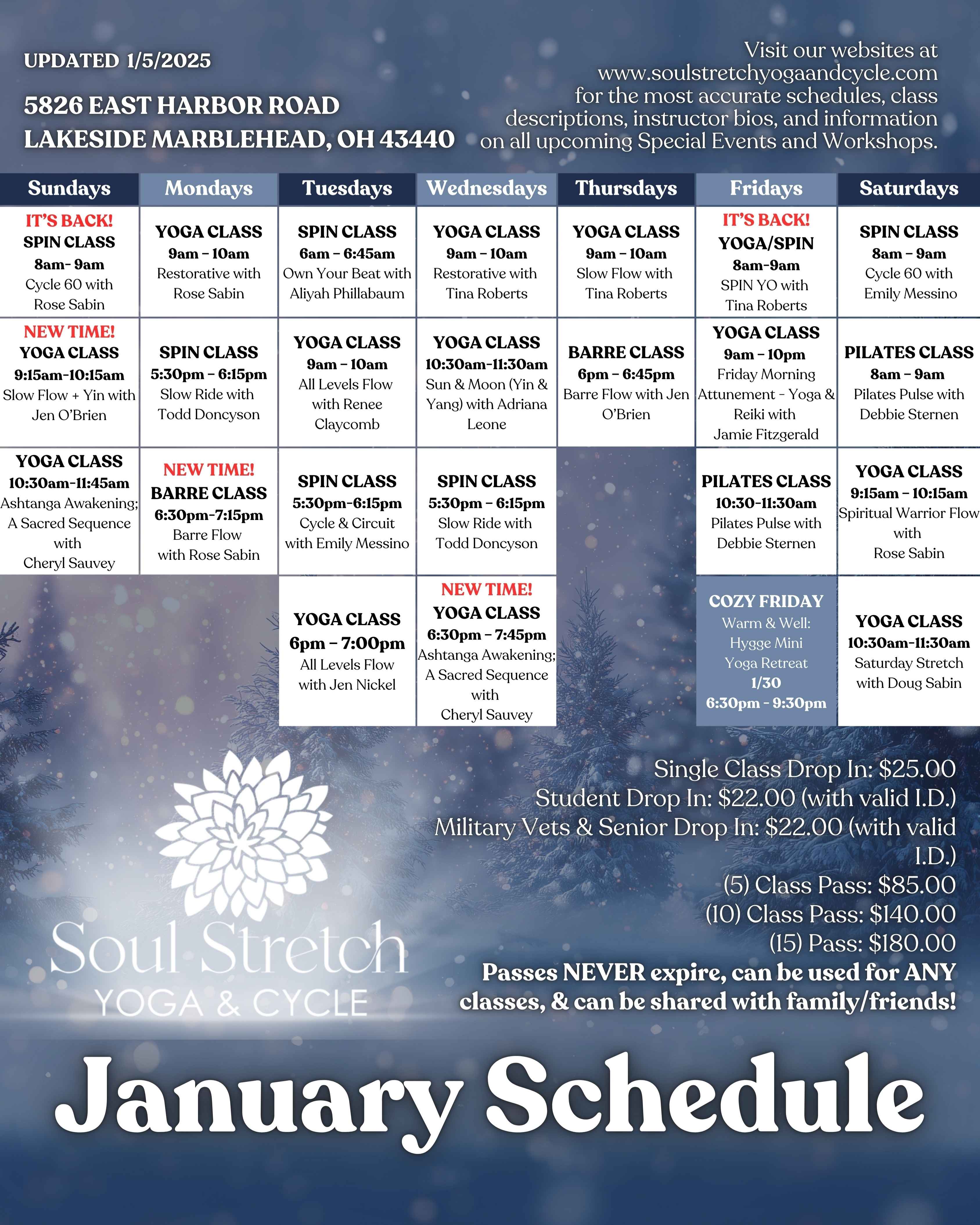 Yoga Class Schedule at a Glance
