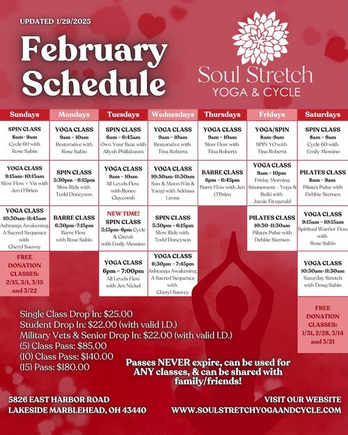 Yoga Class Schedule at a Glance