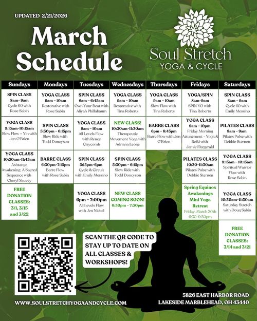 Yoga Class Schedule at a Glance