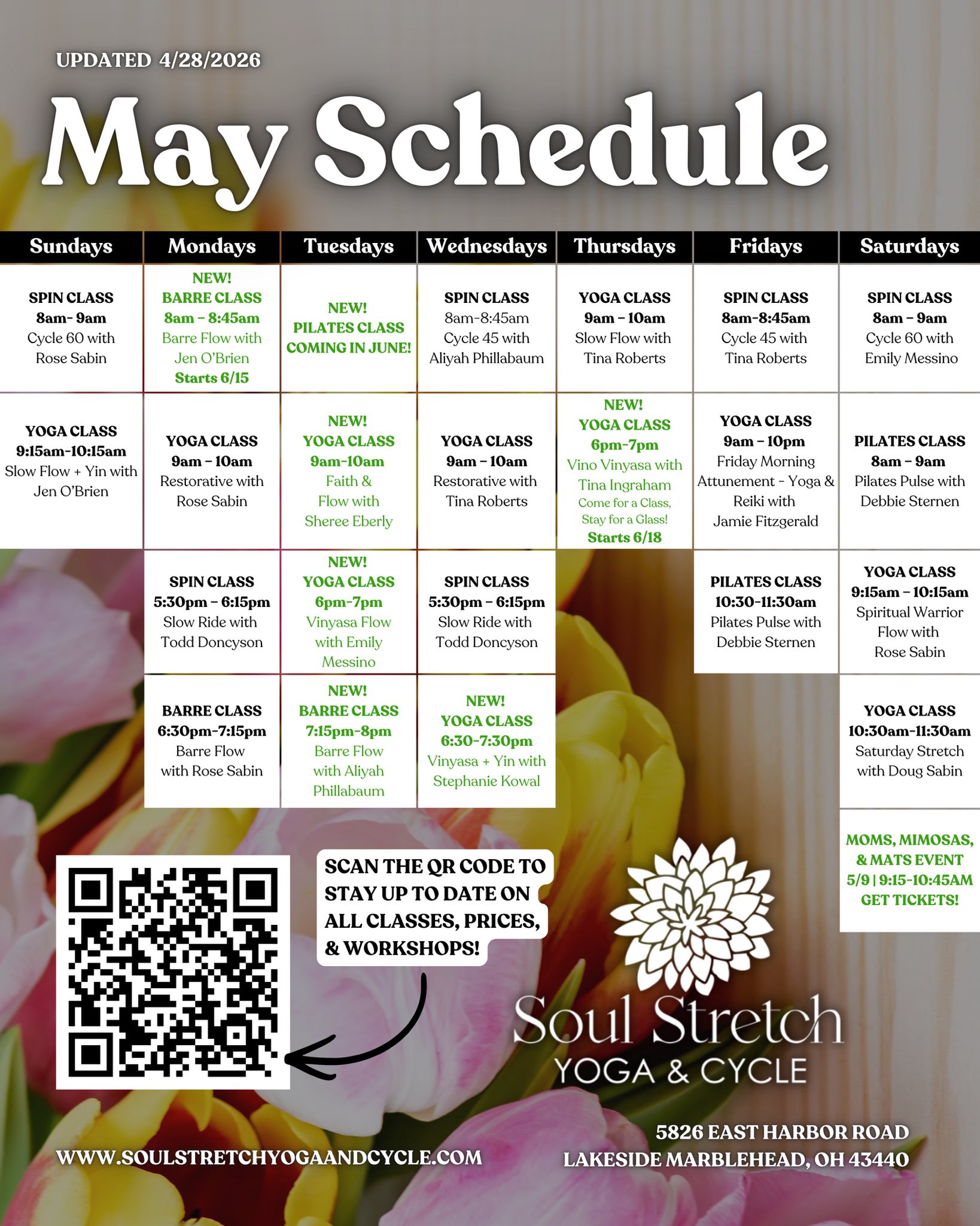 Yoga Class Schedule at a Glance