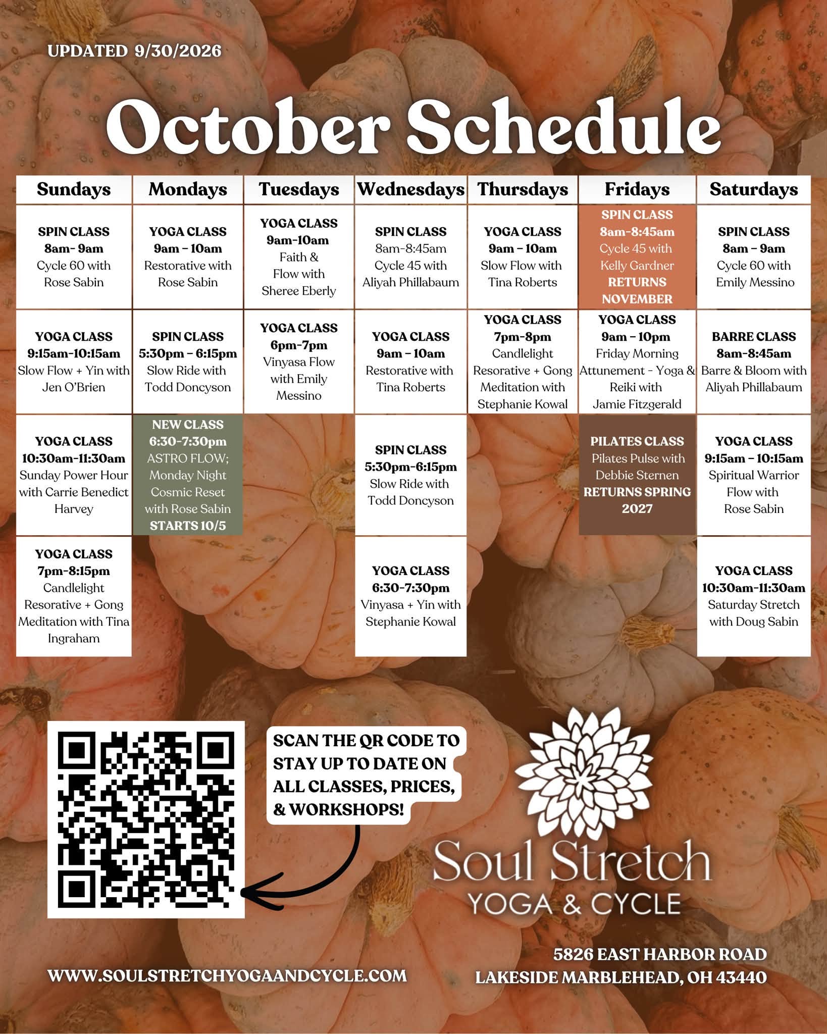 Yoga Class Schedule at a Glance