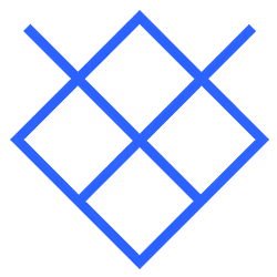 Blue geometric heart shape composed of overlapping triangles.
