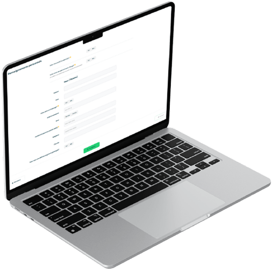 Ordinateur affichant le formulaire d’inscription au service d’impôt en ligne de MIEL