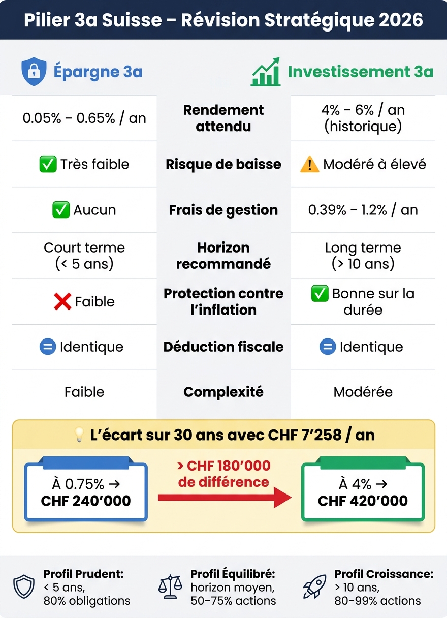 Épargne vs Investissement 3a: Comparaison Complète 2026