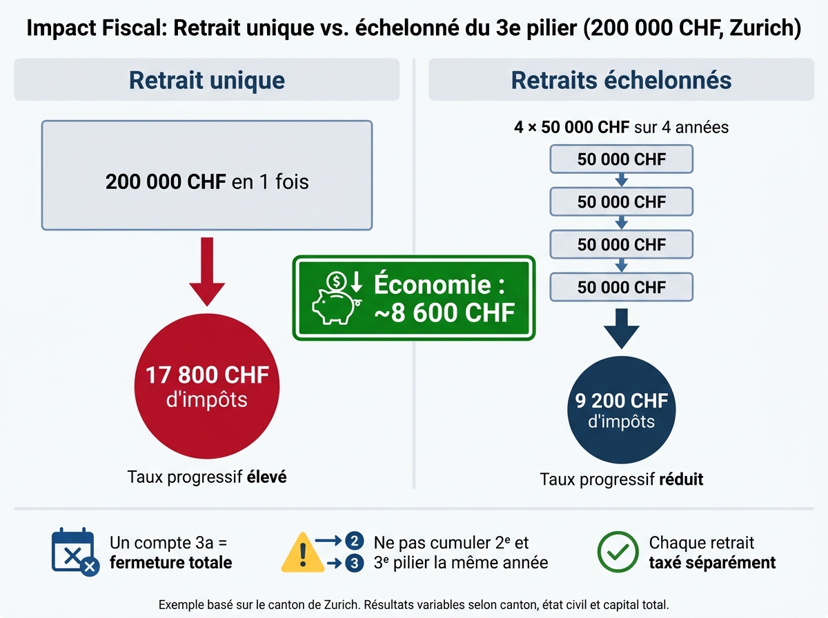 Échelonner son 3e pilier : économies fiscales en CHF