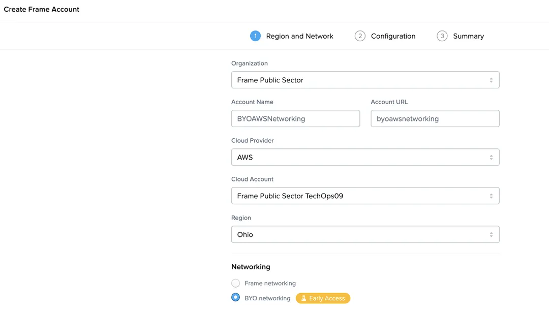 Frame Account Creation