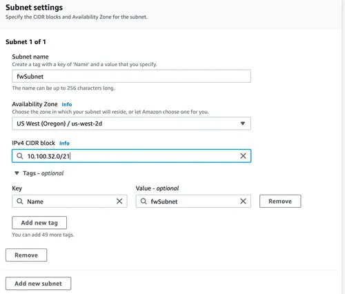 Create a subnet for the Firewall
