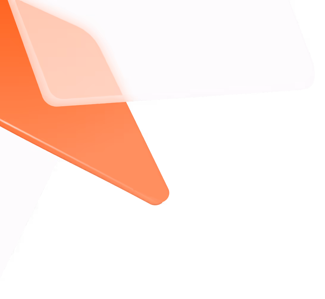 Abstract overlapping shapes in shades of orange and white with soft edges on a transparent background.