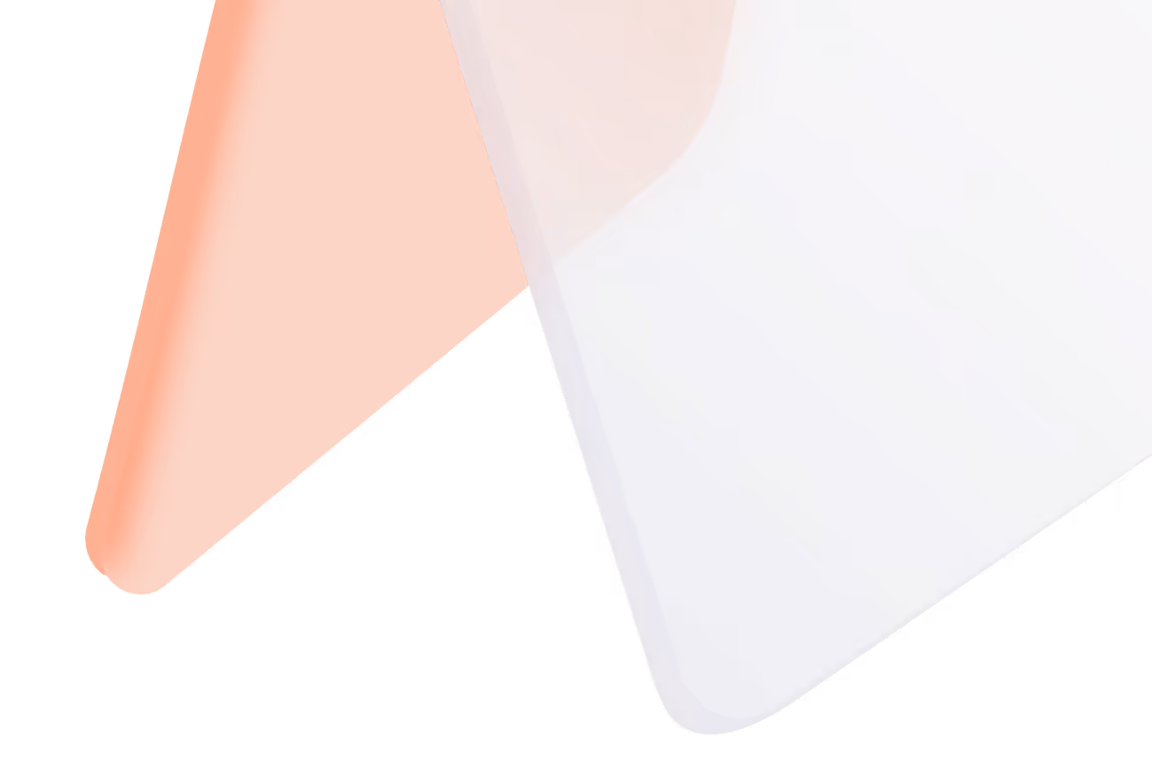 Abstract geometric shapes with a large orange triangle and a rounded white polygon overlapping on a black background.