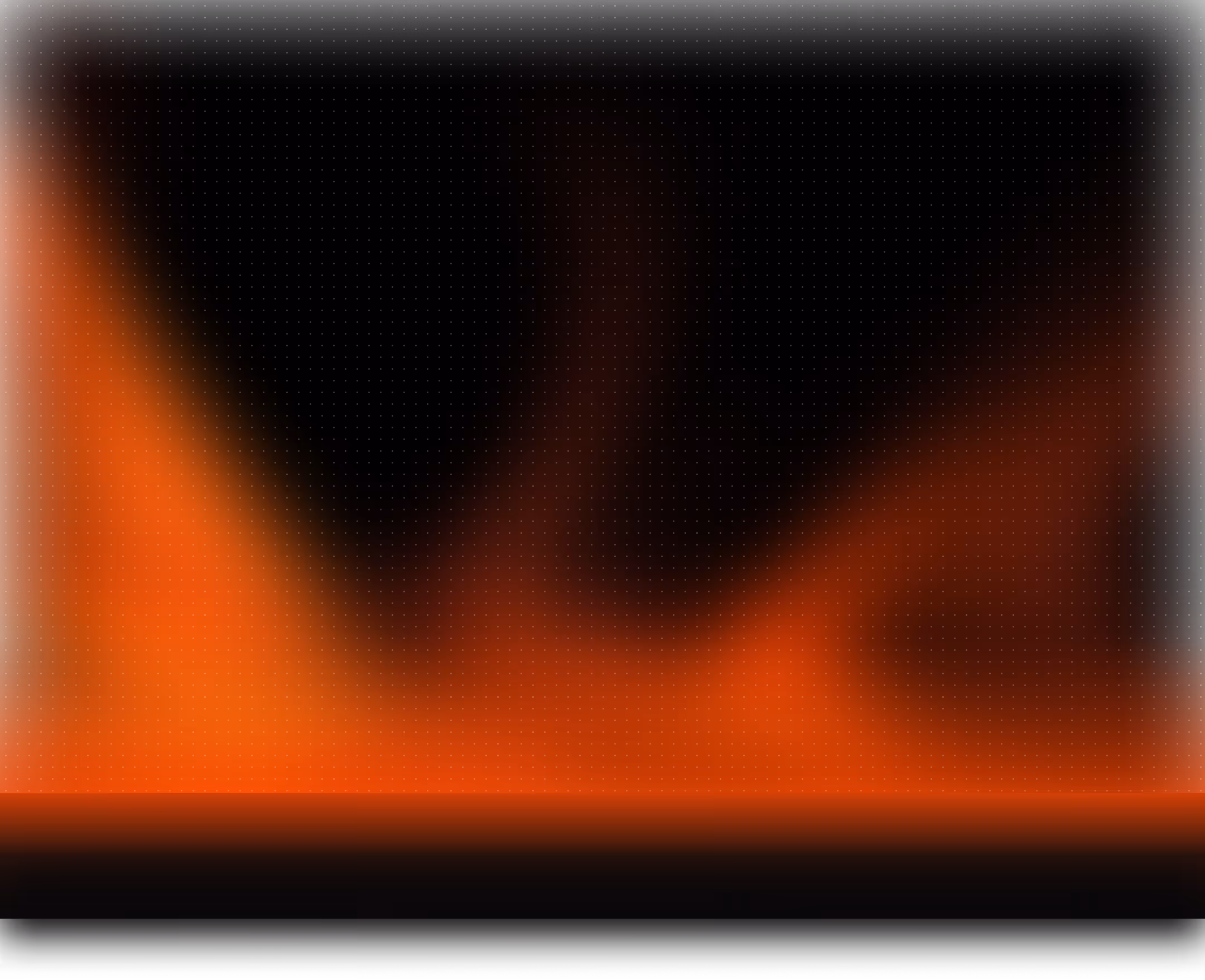 Abstract blurred orange and black light pattern with a horizontal dark band near the bottom.