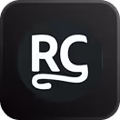 Monogram logo with letters R and C intertwined in white on a dark rounded square background.