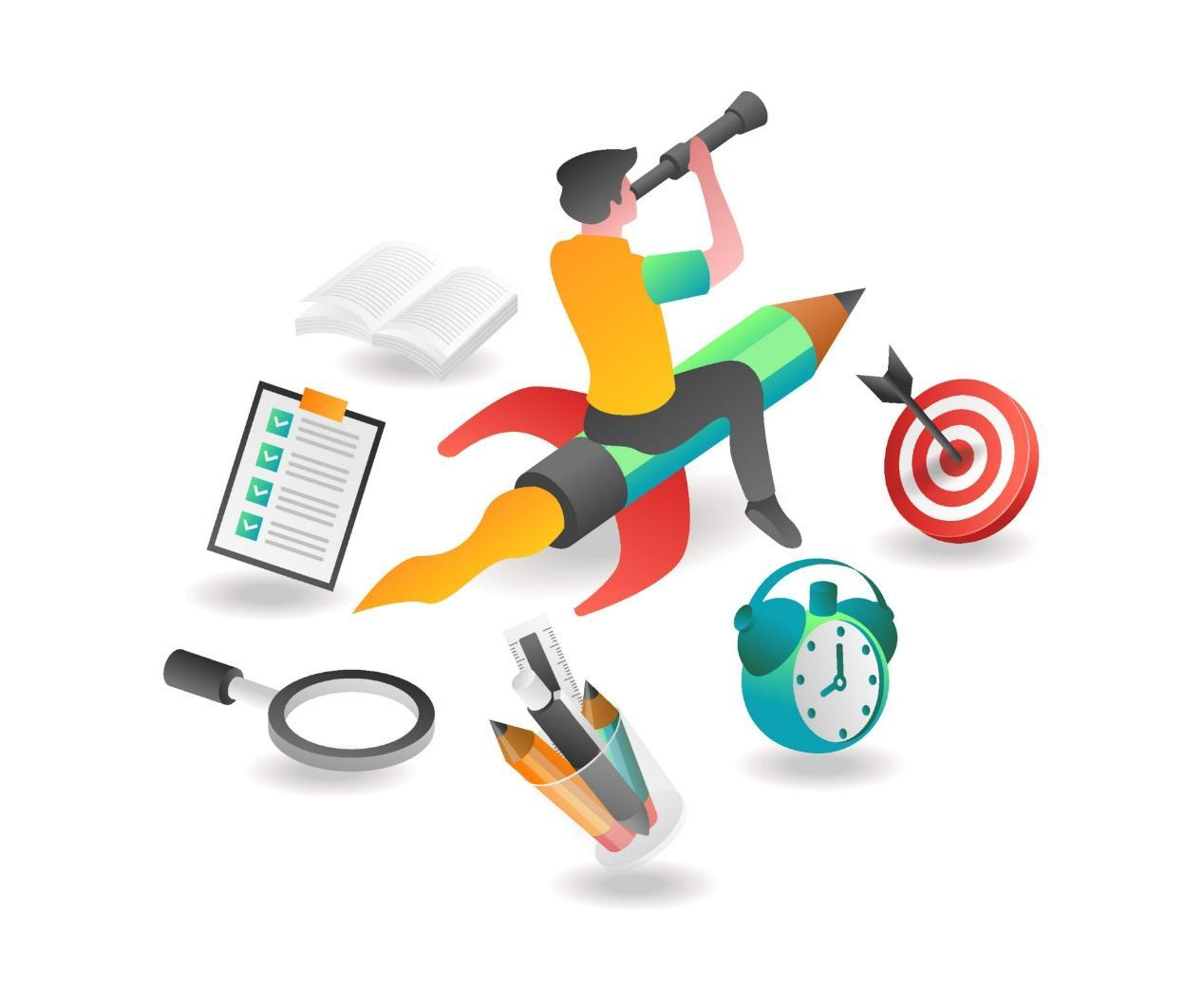 Business strategy and goal setting illustration for digital platform development