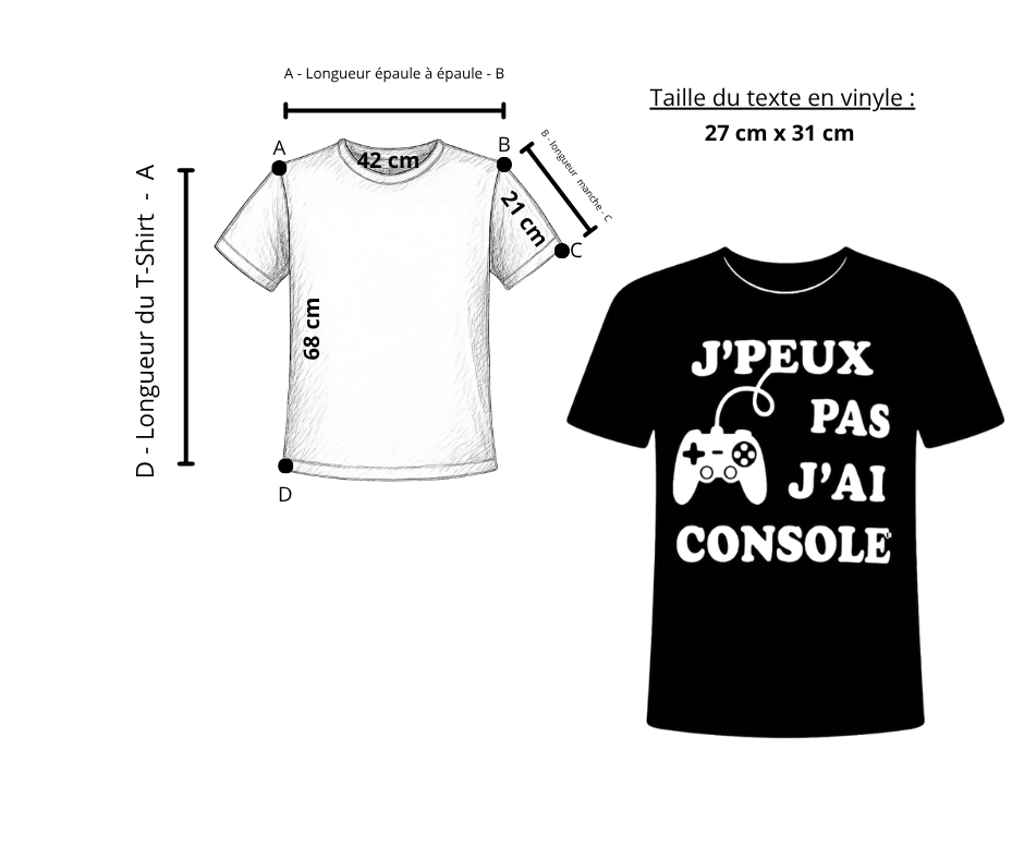 dimension du t-shirt personnalisé