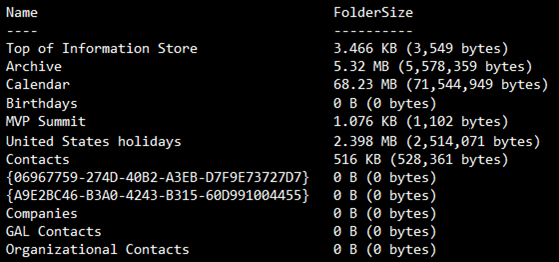Get-MailboxFolderStatistics