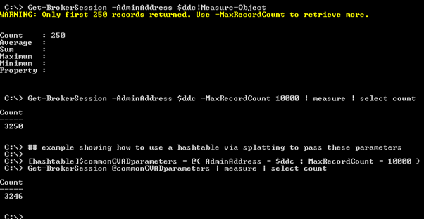 Screenshot: Enhancing the scope of the command with -MaxRecordCount 