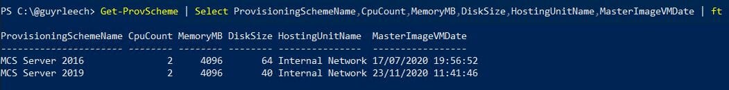 Retrieving the provisioning scheme name via PowerShell