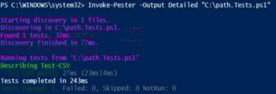 Screenshot: PowerShell output depicting that the path test was successful