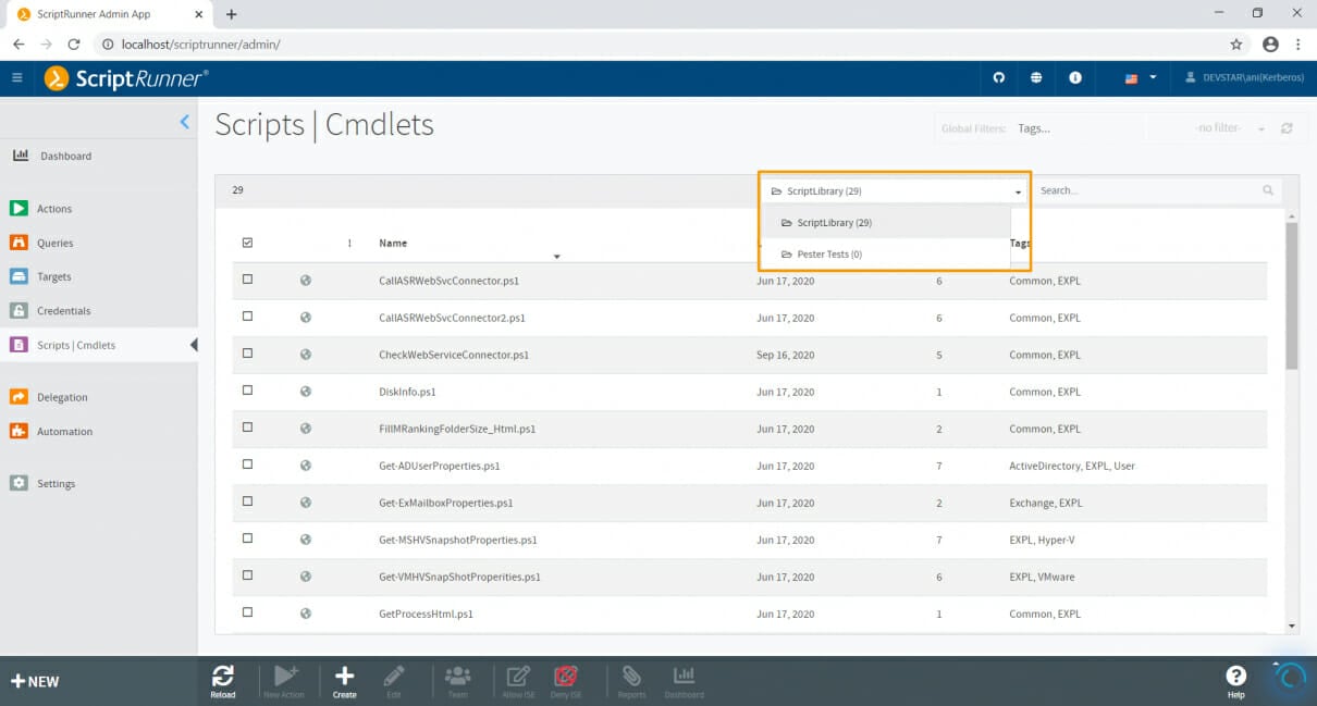 Screenshot: ScriptRunner Admin App