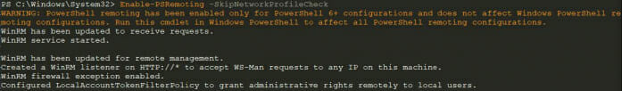 Screenshot: WinRM PowerShell Remoting in PowerShell Core