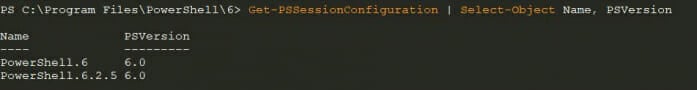 Screenshot: version-specific endpoints for PowerShell Core