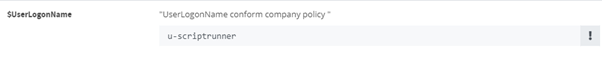 Screenshot of a text input field in the ScriptRunner Delegate App, containing the text string