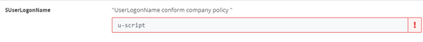Screenshot of a text input field in the ScriptRunner Delegate App, containing the text string