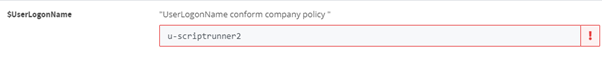 Screenshot of a text input field in the ScriptRunner Delegate App, containing the text string