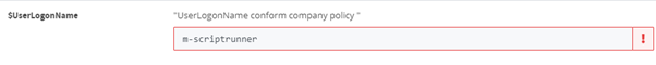 Screenshot of a text input field in the ScriptRunner Delegate App, containing the text string