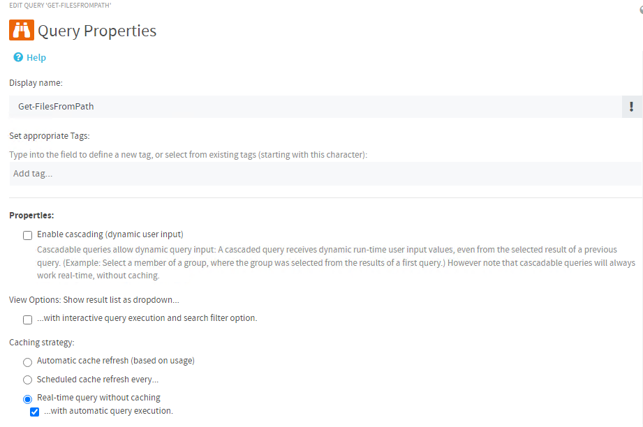 Create Query - Configure Query