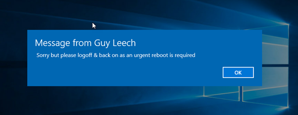 Screenshot: A custom popup notifiction created in PowerShell