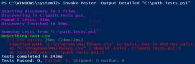 PowerShell output depicting that the path test was unsuccessful