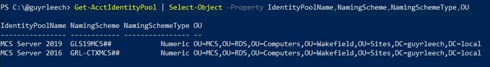 Überprüfung eines bestimmten Identitätspools mit Get-AcctIdentityPool