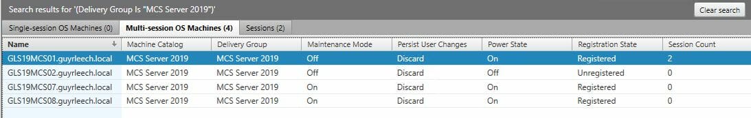 Überblick über die neu erstellte VM im Citrix Studio