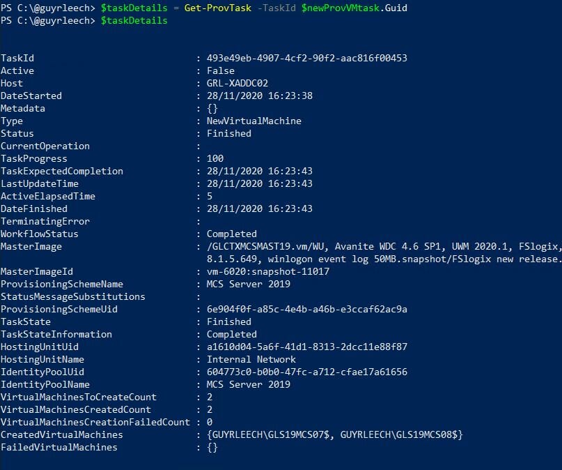 Eigenschaften der Variable $taskDetails