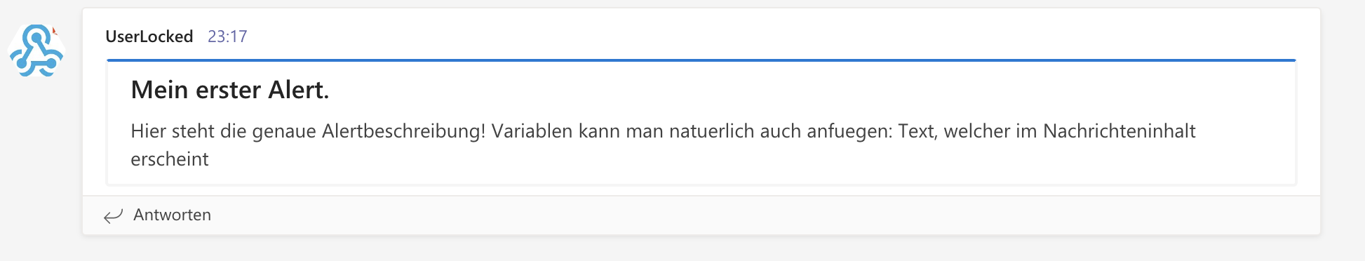 Die Test-Nachricht zeigt, dass der Webhook funktioniert