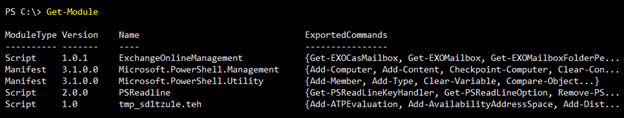 Screenshot: Output of Get-Module