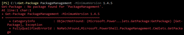 Screenshot of an error message that states