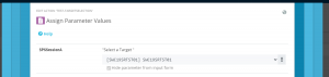 Screenshot of Admin Web App: The Tab "Assign Parameter Values" in the Action Configuration is open.